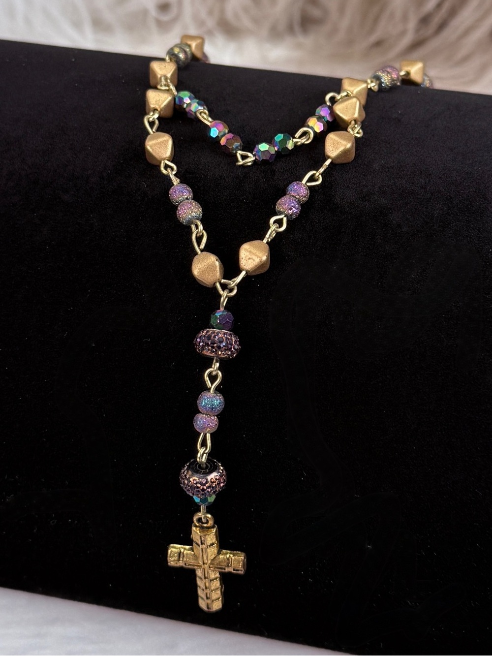 Beautiful, lightweight, multicolor, reflective bling, cross pendant necklace